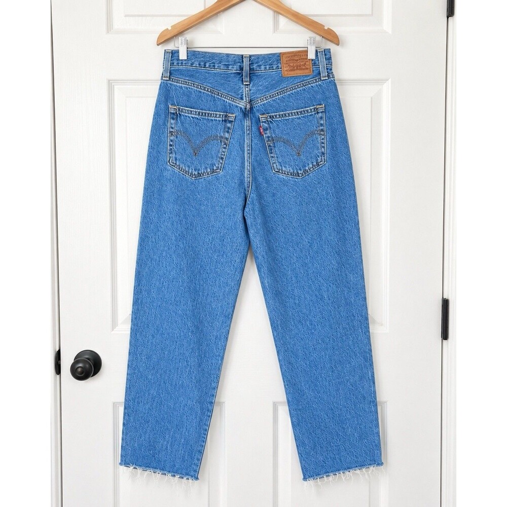 Levi’s Premium High Loose Taper Jeans Women’s W28 L29 High Rise Raw Hem Blue - Picture 2 of 15